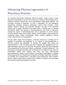 Microsoft Word - Advancing Pharmacogenomics in Pharmacy Practice - Strategic Plan