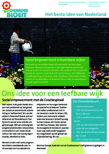 Contactpersoon inzending Oleander Bloeit: Suzanne Davis Vestia Rotterdam Feijenoord TM