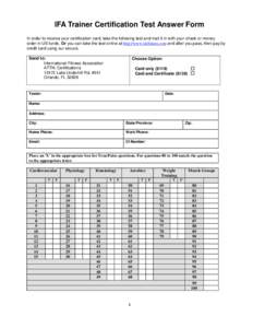 IFA Trainer Certification Test Answer Form