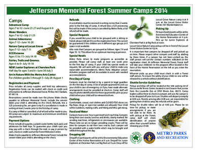 Jefferson Memorial Forest Summer Camps 2014 Camps Adventure Camp