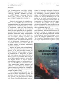 Fire in Mediterranean Ecosystems: Ecology, Evolution and Management