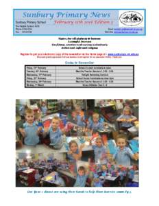 Sunbury Primary News Sunbury Primary School February 11th 2016 Edition 3  The Heights Sunbury 3429