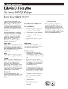 Federal Duck Stamp / Zoology / Edwin B. Forsythe National Wildlife Refuge / Animals in sport / National Wildlife Refuge / Recreation / Hunting season / Waterfowl hunting / Animal law / Hunting