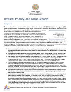 State of Arizona Department of Education Research and Evaluation Reward, Priority, and Focus Schools Background