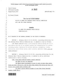 Stricken language would be deleted from and underlined language would be added to present law. Act 561 of the Regular Session 1 State of Arkansas