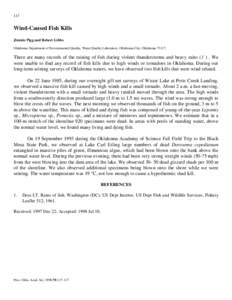 117  Wind-Caused Fish Kills Jimmie Pigg and Robert Gibbs Oklahoma Department of Environmental Quality, Water Quality Laboratory, Oklahoma City, Oklahoma 73117.