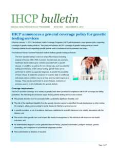 IHCP bulletin INDIANA HEALTH COVERAGE PROGRAMS BT201459  DECEMBER 2, 2014