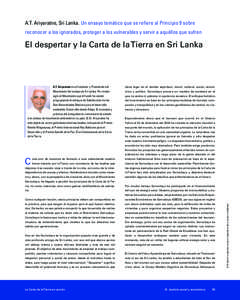 A.T. Ariyaratne, Sri Lanka. Un ensayo temático que se refiere al Principio 9 sobre reconocer a los ignorados, proteger a los vulnerables y servir a aquéllos que sufren