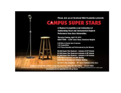 Please Join us as Cleveland Hillel Foundation presents   CAMPUS SUPER STARS A Musical Competition and Celebration of