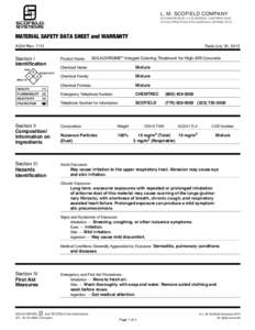 L. M. SCOFIELD COMPANY 6533 BANDINI BLVD. • LOS ANGELES, CALIFORNIASCOFIELD ROAD • DOUGLASVILLE, GEORGIAMATERIAL SAFETY DATA SHEET and WARRANTY A334 Rev. 7/13