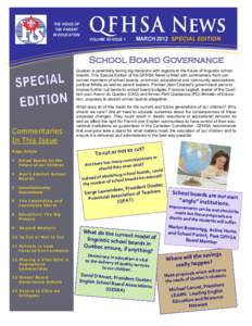 THE VOICE OF THE PARENT IN EDUCATION VOLUME 50 ISSUE 1  MARCH 2012 SPECIAL EDITION