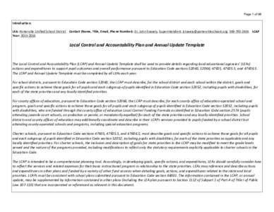 Page 1 of 96  Introduction: LEA: Porterville Unified School District Contact (Name, Title, Email, Phone Number): Dr. John Snavely, Superintendent, , LCAP Year: 