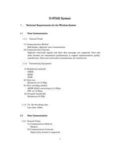 D-STAR System Technical Requirements for the Wireless System