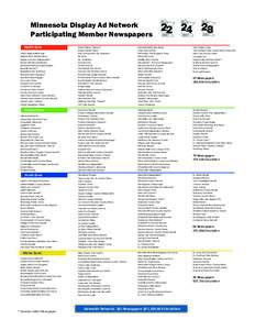 1/15  Minnesota Display Ad Network Participating Member Newspapers North Zone Aitkin Independent Age