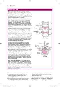 14    Back Pain A Herniated Disk The tough covering of a disk in the spine can tear (rupture), causing pain. The soft, jelly-like interior may then bulge out (herniate) through the covering, causing more pain. Pain o