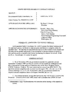 ARMED SERVICES BOARD OF CONTRACT APPEALS   Appeal of-­ Environmental Safety Consultants, Inc. Under Contract No. N62470-95-C-2399