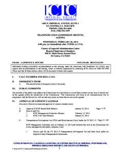 1405 N. IMPERIAL AVENUE, SUITE 1 EL CENTRO, CA[removed]PHONE: ([removed]FAX: ([removed]TRANSPORTATION COMMISSION MEETING AGENDA