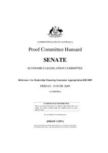 COMMONWEALTH OF AUSTRALIA  Proof Committee Hansard SENATE ECONOMICS LEGISLATION COMMITTEE