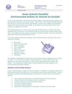 Green Schools Checklist  January 6th 2003 Version