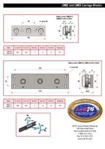 LMBZ and LMBX Carriage Blocks  Sliders series LMBZ26-3, LMBX26-3 with 3 rollers n°2 Holes M5