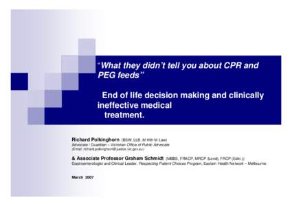 Microsoft PowerPoint - What they didn't tell you about CPR and PEG feeds-presentation