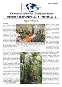 www.ukotcf.org  UK Overseas Territories Conservation Forum Annual Report AprilMarch 2012 Report of Council