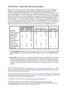 FFP Tech Tip: Weather Data Sources and Attributes There are two standard formats for transferring fire weather observations from the National Interagency Fire Management Integrated Database (NIFMID) to other applications–FWX