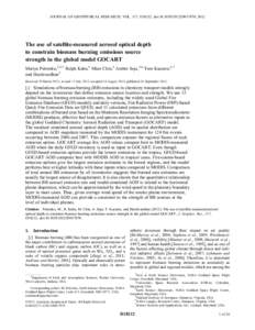 The use of satellite-measured aerosol optical depth to constrain biomass burning emissions source strength in the global model GOCART