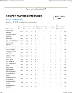 Roly Poly Nutrition Information: Sauces Dressings