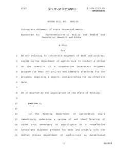 2013 General Session - Engrossed Version - HB0109 - Interstate shipment of state inspected meats.