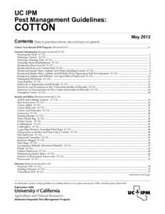 UC IPM Pest Management Guidelines: COTTON  Contents (Dates in parenthesis indicate when each topic was updated)