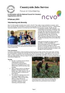 Countryside Jobs Service Focus on Volunteering In association with the National Council for Voluntary Organisations (NCVO)  9 February 2015