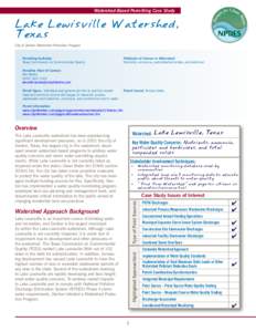 Earth / Lewisville /  Texas / Hydrology / Dallas – Fort Worth Metroplex / Total maximum daily load / Watershed management / Stormwater / Lewisville Lake / Clean Water Act / Environment / Water pollution / Water