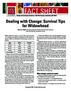 Family and Consumer Sciences, 1787 Neil Avenue, Columbus, OH[removed]Dealing with Change: Survival Tips for Widowhood Sharon L. Mader, Extension Educator, Family and Consumer Sciences, Associate Professor, Sandusky County