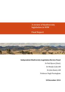 A review of biodiversity legisaltion in NSW Final Report