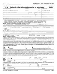 2014 Form[removed]California e-file Return Authorization for Individuals