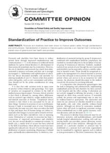 The American College of Obstetricians and Gynecologists WOMEN’S HEALTH CARE PHYSICIANS COMMITTEE OPINION Number 526 • May 2012