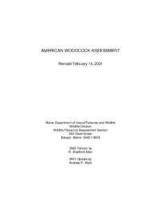 AMERICAN WOODCOCK ASSESSMENT