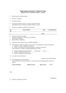 Supercomputer Education & Research Centre Application form for obtaining Students