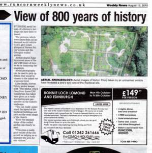 r u n c or nwee k l y n e w s . c o .uk  Weekly News August 19,2010 View of 800 years of history STUNNING aerial images of a Runcorn heritage site have been released.