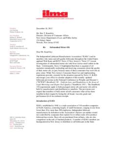 December 18, 2013 Mr. Eric T. Kanefsky Director, Division of Consumer Affairs New Jersey Department of Law and Public Safety 124 Halsey Street Newark, New Jersey 07102