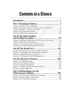 Contents at a Glance Introduction ................................................................ 1 AL  Part I: Introducing Hinduism ........................................ 7