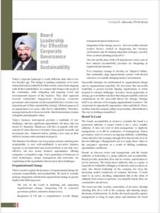 * Lt Gen J.S. Ahluwalia, PVSM (Retd.)  Board Leadership For Effective Corporate