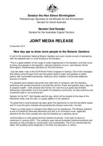 New day spa to draw more people to the Botanic Gardens - media release 8 December 2014