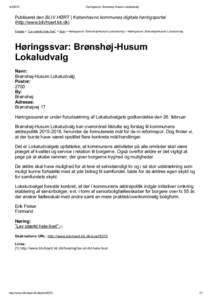 Høringssvar: Brønshøj­Husum Lokaludvalg Publiseret den BLIV HØRT | Københavns kommunes digitale høringsportal (http://www.blivhoert.kk.dk)