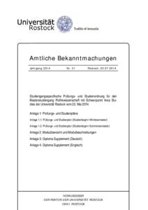 Amtliche Bekanntmachungen Jahrgang 2014 Nr. 21  Rostock, 