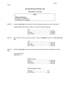 NHANES National Youth Fitness Study - Diet Behavior and Nutrition Questionnaire