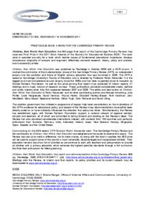 [removed]NEWS RELEASE EMBARGOED TO 1300, WEDNESDAY 16 NOVEMBER 2011