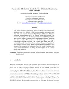 Macroeconomics / Economic development / Manufacturing / Productivity / Total factor productivity / Solow residual / Economy of Malaysia / Workforce productivity / Industrialisation / Economics / National accounts / Economic growth