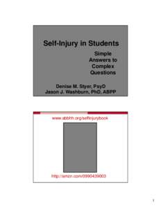 2014 Nonpublic Special Education Conference Handout - Session 7 - Self-Injury in Students